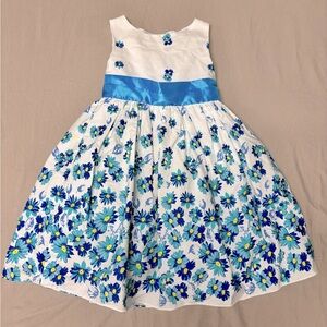 Kid’s Dream | EUC White Blue Formal Dress Flower Girl Spring Easter, Approx. 3T